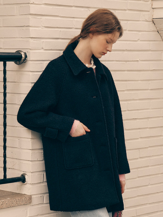 WOOL HALF COAT BLACK