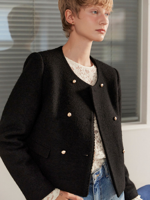 WOOL BLENDED DOUBLE JACKET_BLACK