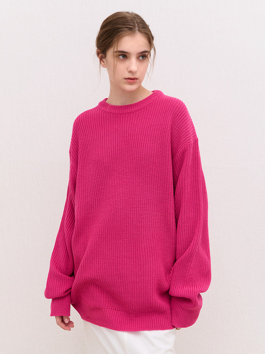 OVERSIZE ROUND KNIT MAGENTA