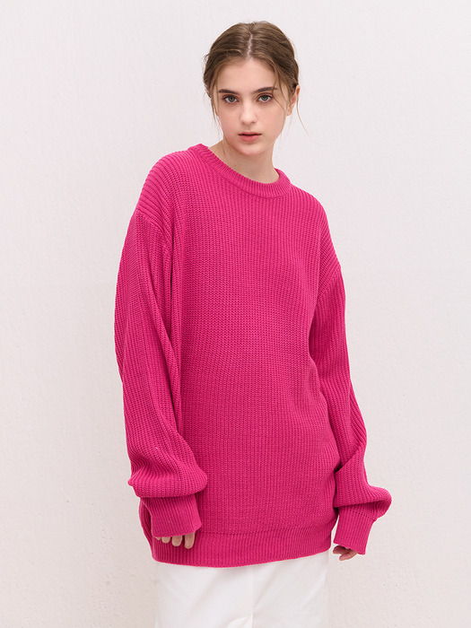 OVERSIZE ROUND KNIT MAGENTA