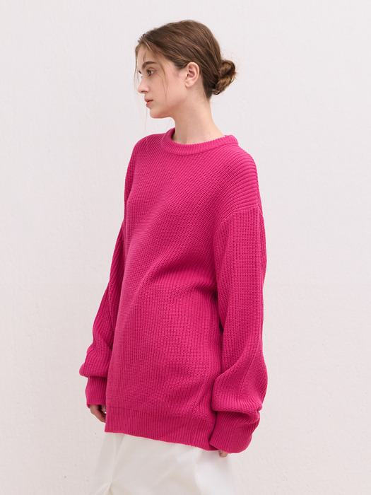 OVERSIZE ROUND KNIT MAGENTA