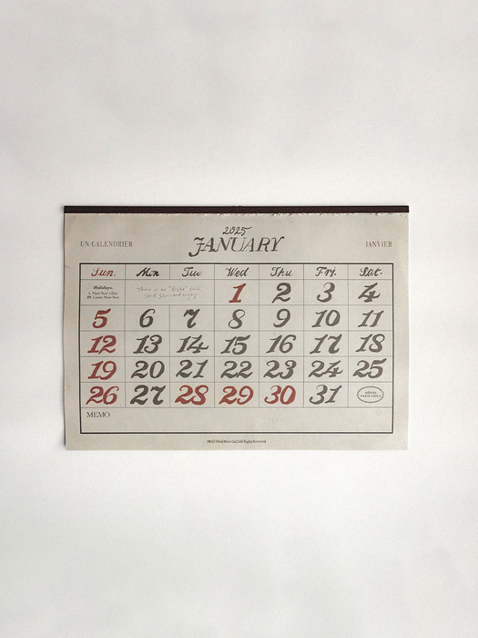 25 Monthly Calendar