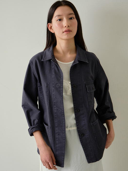 washed french work jacket (vintage blue)