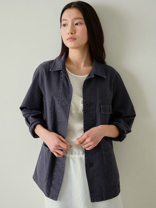 washed french work jacket (vintage blue)