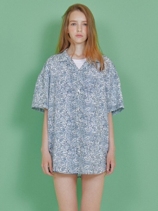 PAISLY HALF SHIRT [WHITE]