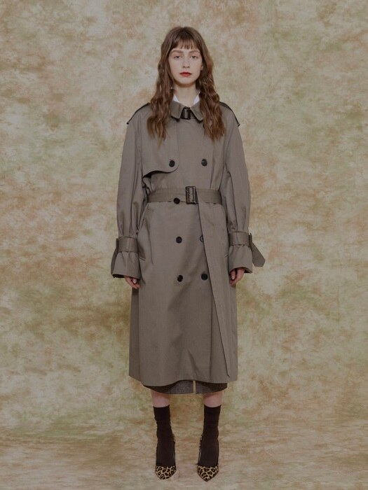 A OVERSIZE TRENCH CT_KHAKI