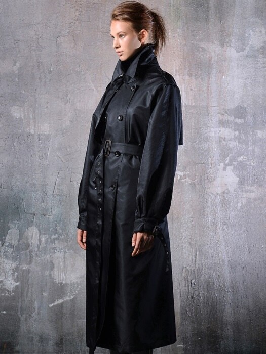 Unisex overfit bomber trench coat (black)