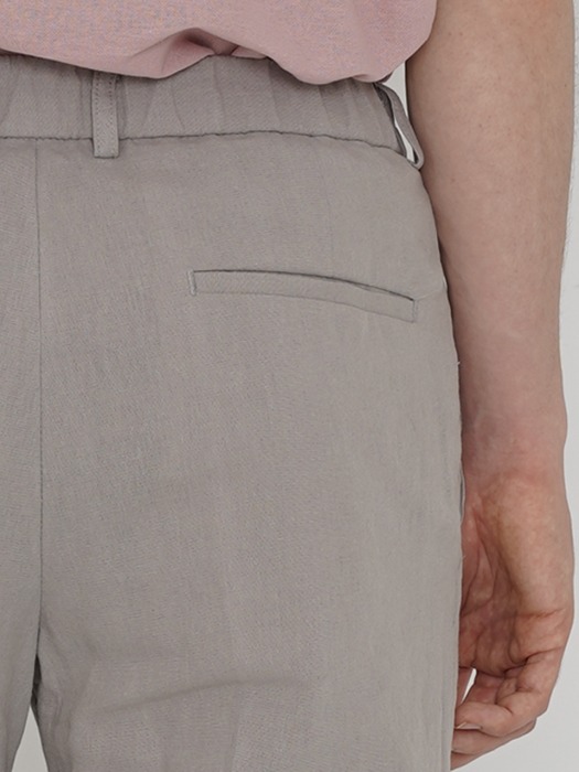 LINEN TURN-UP SLACKS_GREY