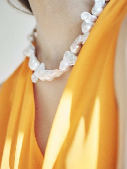 Baroque Pearl Silk Scarf Necklace
