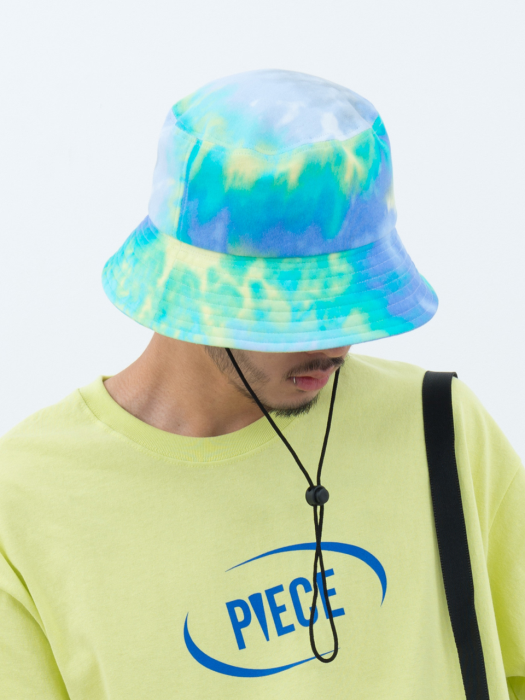 TIE-DYE STRING BUCKET HAT (BLUE)