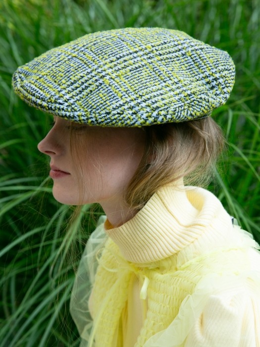 CLASSIC BERET_CHECK LIME