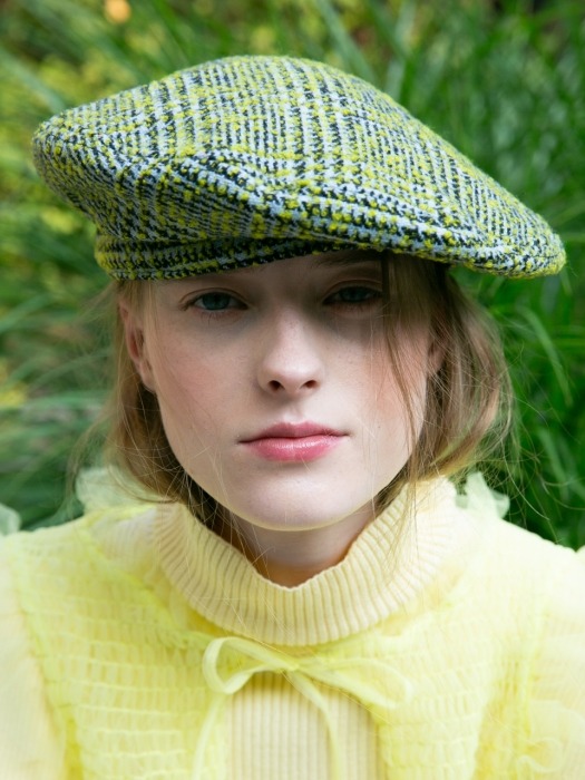CLASSIC BERET_CHECK LIME
