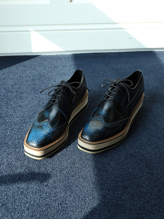Vintage Blue Manish Wing Tip Oxford Shoes