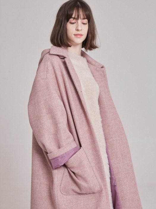 Detouchable hood Pink coat