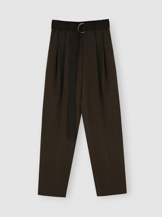 BELTED PLEATED TROUSERS (BROWN)