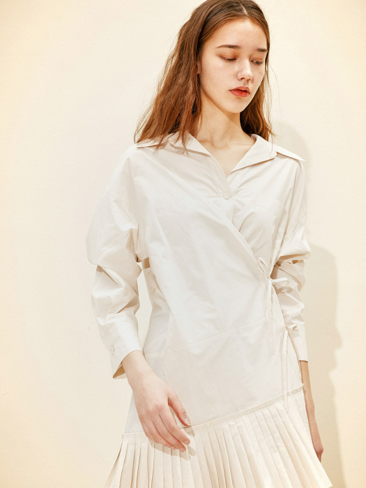 Pleats Shirt Dress [Ivory] JSDR0B902I1