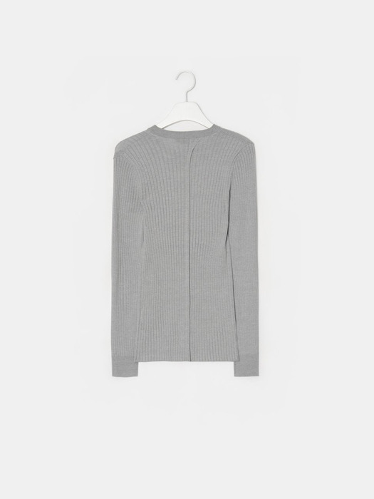 Ribbed Knit Pullover - Light Grey (KE0151M022)