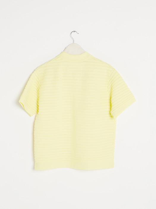 Pleats Half-sleeve Knit Shirts [Lemon]
