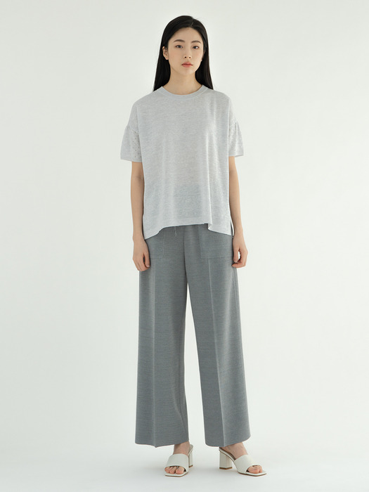 Linen Blend Knit Top - ICY GRAY