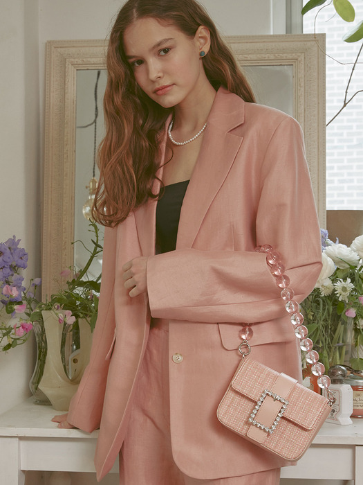 Lady Embellished Belt Bag_Raffia Pink