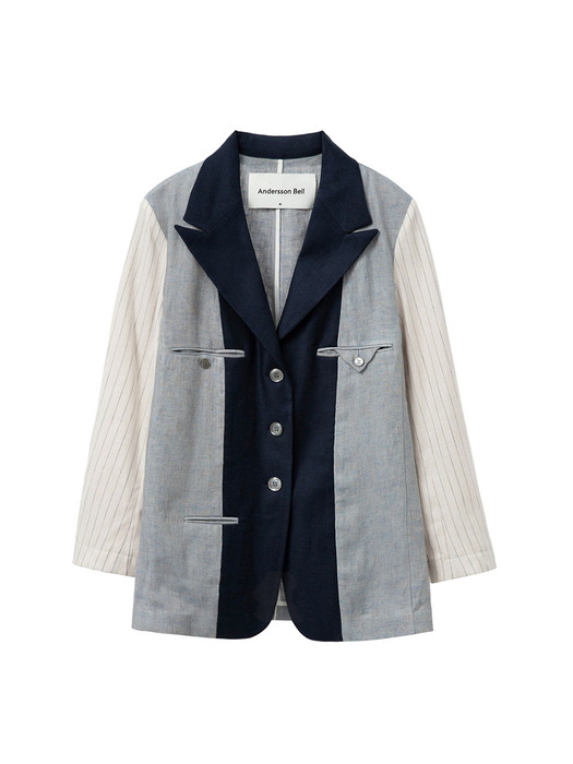 TRIPLE LINEN INSIDE-OUT JACKET awa262w(MELANGE SKY)