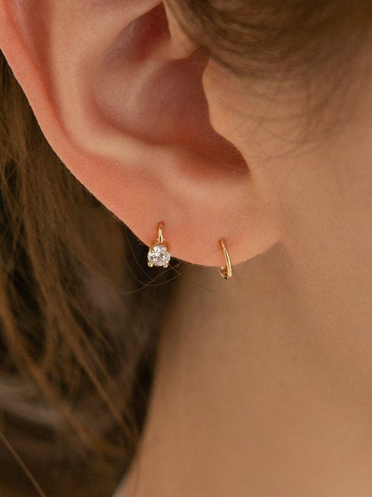 14k gold mini CZ onetouch earrings (14k 골드)
