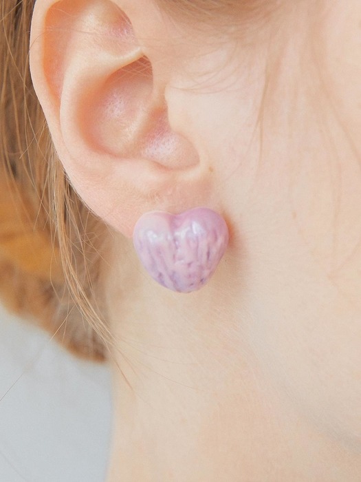 Luster Heart ceramic earring(Purple)