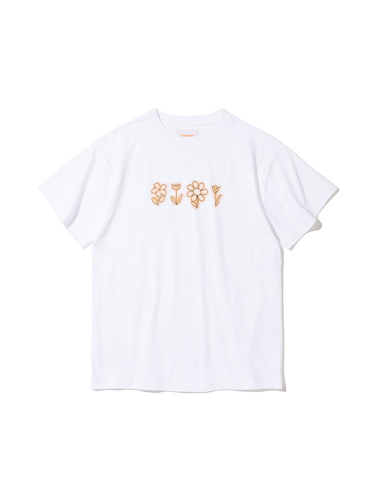 Flower drawing Overfit T-shirts [WHITE]