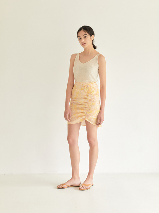 Shirring Mini Skirt_Yellow