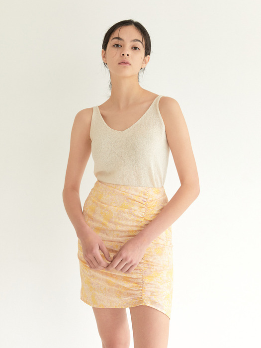 Shirring Mini Skirt_Yellow