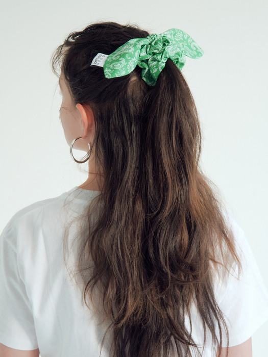 Tie Bow Scrunchy_Paisley_GREEN