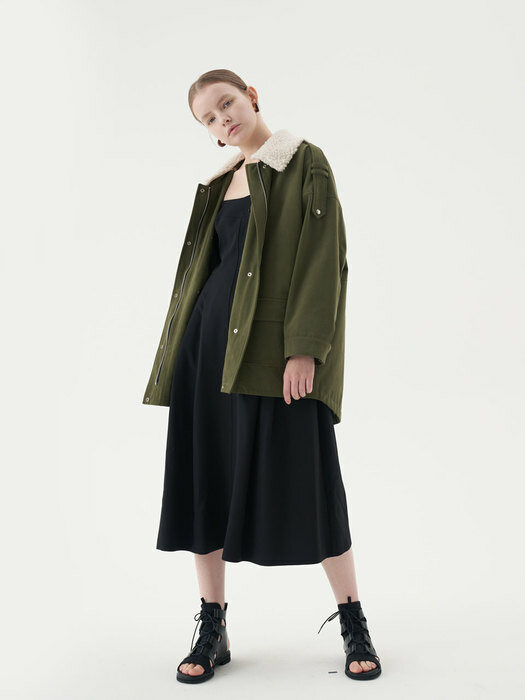 20 Fall_Khaki Shearling collar Casual Outer  