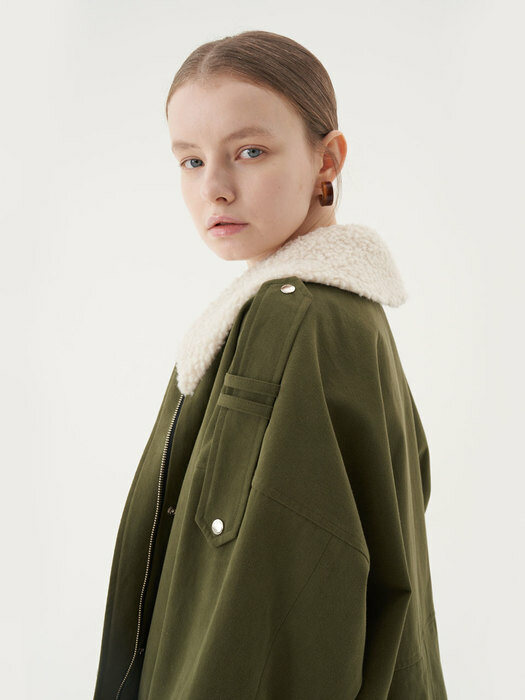 20 Fall_Khaki Shearling collar Casual Outer  