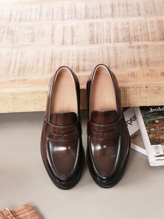 Shine Brown Penny Loafer #6041e