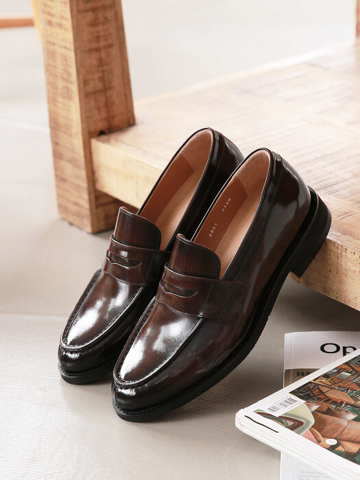 Shine Brown Penny Loafer #6041e