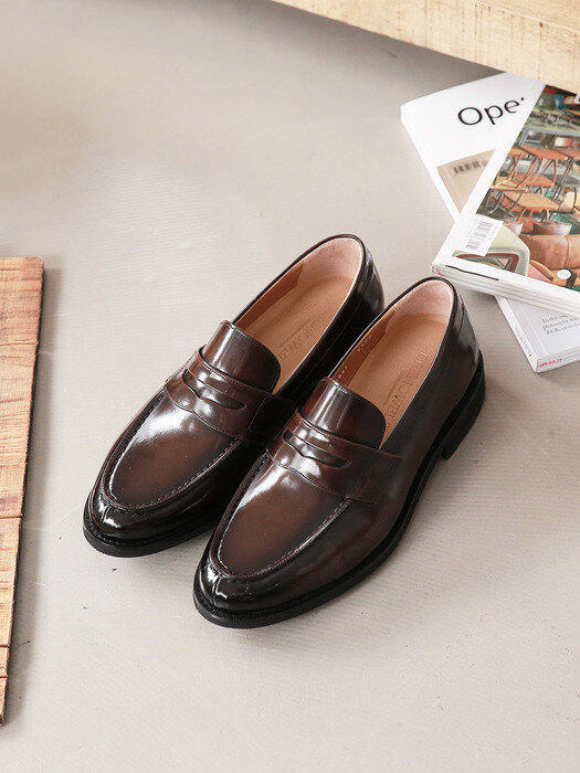 Shine Brown Penny Loafer #6041e