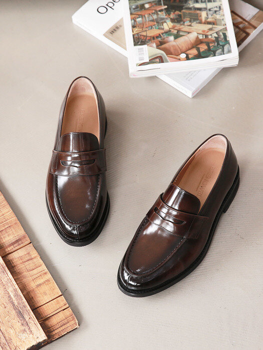 Shine Brown Penny Loafer #6041e