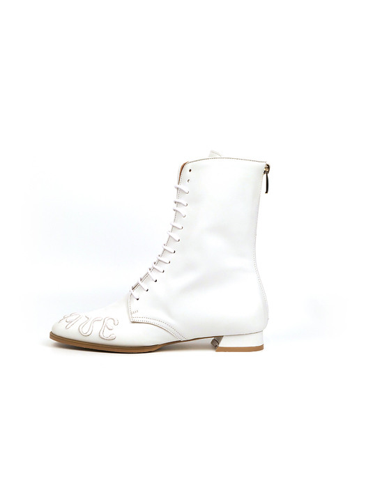 Fave laceup Boots _White _ BL2006 WH