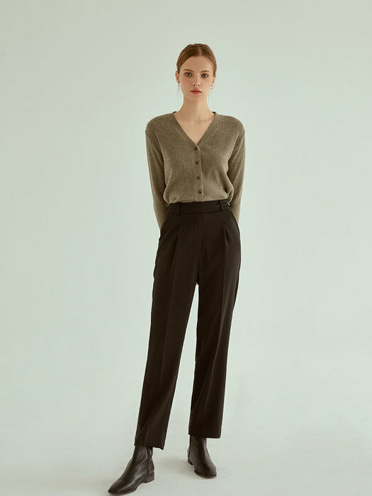 Button Point Wide Slacks(Black)