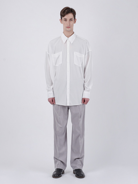 LOOSE FIT SILKY SHIRT_WHITE