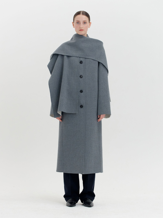 QUIARA Caped Coat - Grey