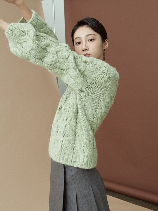 V.alpaca twist knit (green)