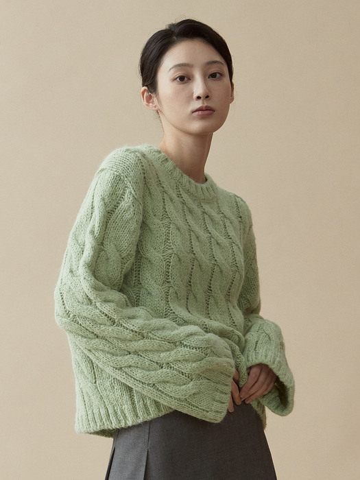V.alpaca twist knit (green)