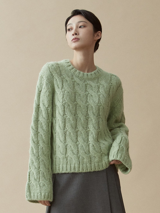 V.alpaca twist knit (green)