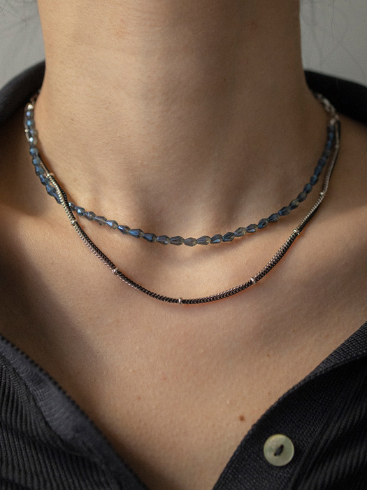 Midnight blue mixed chain necklace