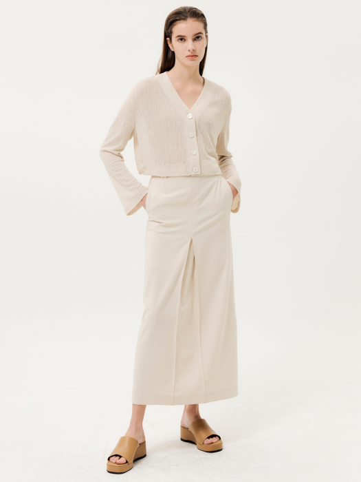 [리퍼브] Inverted Pleats Long Skirt Ivory