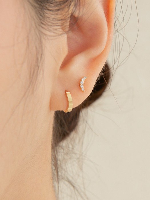 14k gold cutting edge onetouch ring earrings (14k 골드)