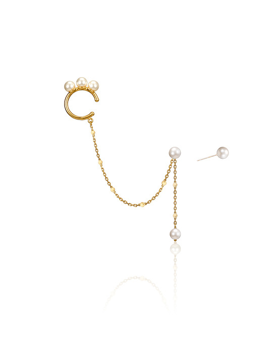 [silver925]jolly pearl chain earcuff