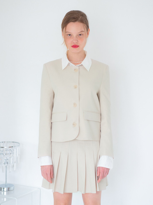 MARIE BASIC ROUND JACKET_BEIGE