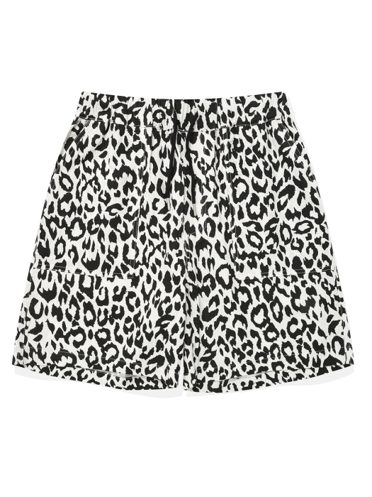 SP LEOPARD LINEN SHORT PANTS-WHITE